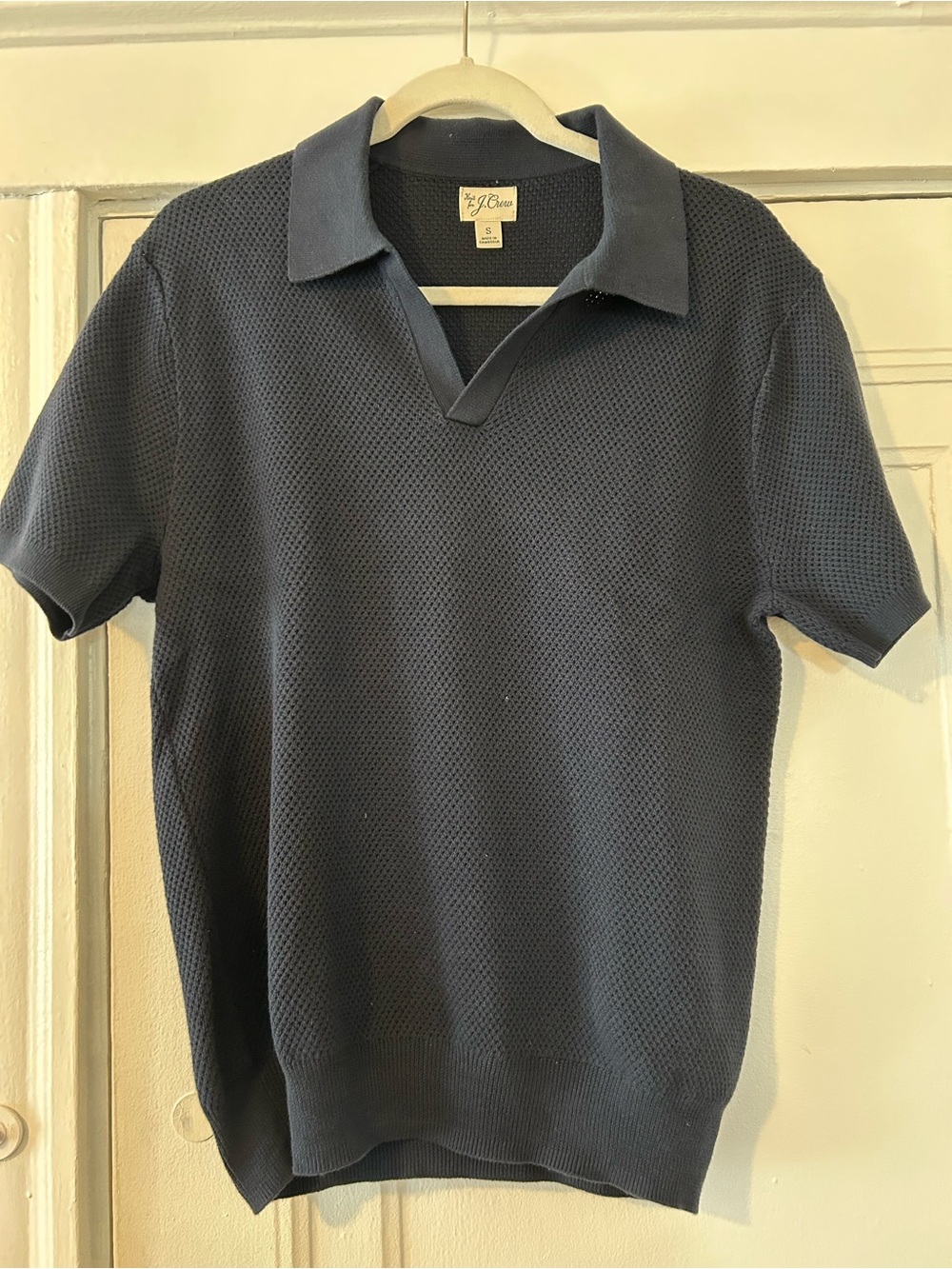 J. Crew Men's Textured Knit Polo Shirt - Navy
